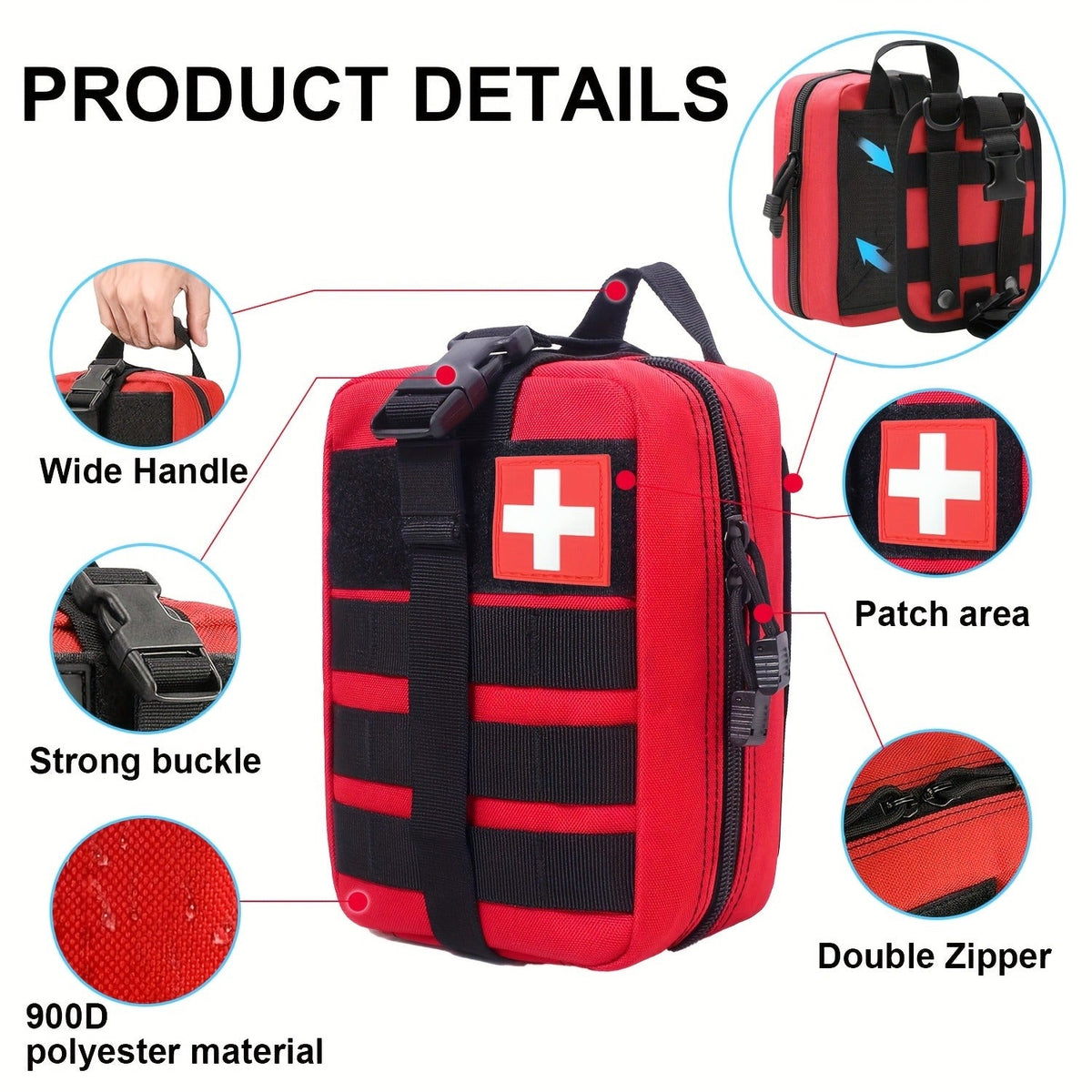 First Aid Kit 399pcs / 99pcs Professional Portable Survival Gear with Splints Scissors Tweezers for Hiking Camping Hunting Car Travel Emergency - product image 12