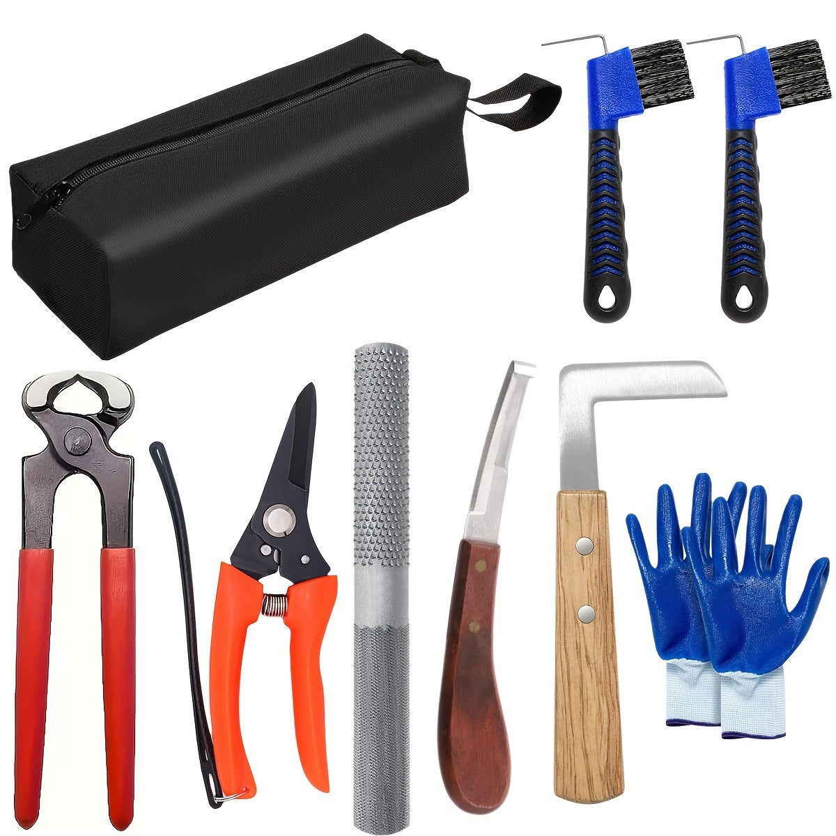 Hoof Trimming Kit 9-Piece Professional Farrier Tools | 10" Carbon Steel Hoof Nippers, Shears, Nail Clipper, Mini Rasp & Hoof Knife for Horse & Goat | Complete - product image 3
