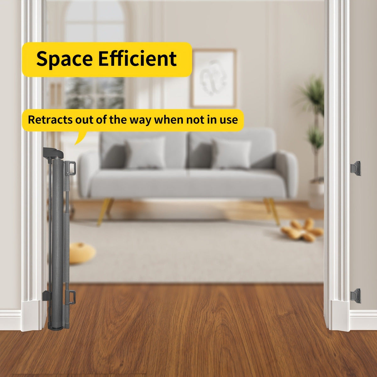 Extends 55" to 197" Wide, Child Safety Gate for Doorways Stairs Hallways, Indoor & Outdoor Use, Black / White / Gray, 6 Size Options – Retractable Baby Gate - product image 12