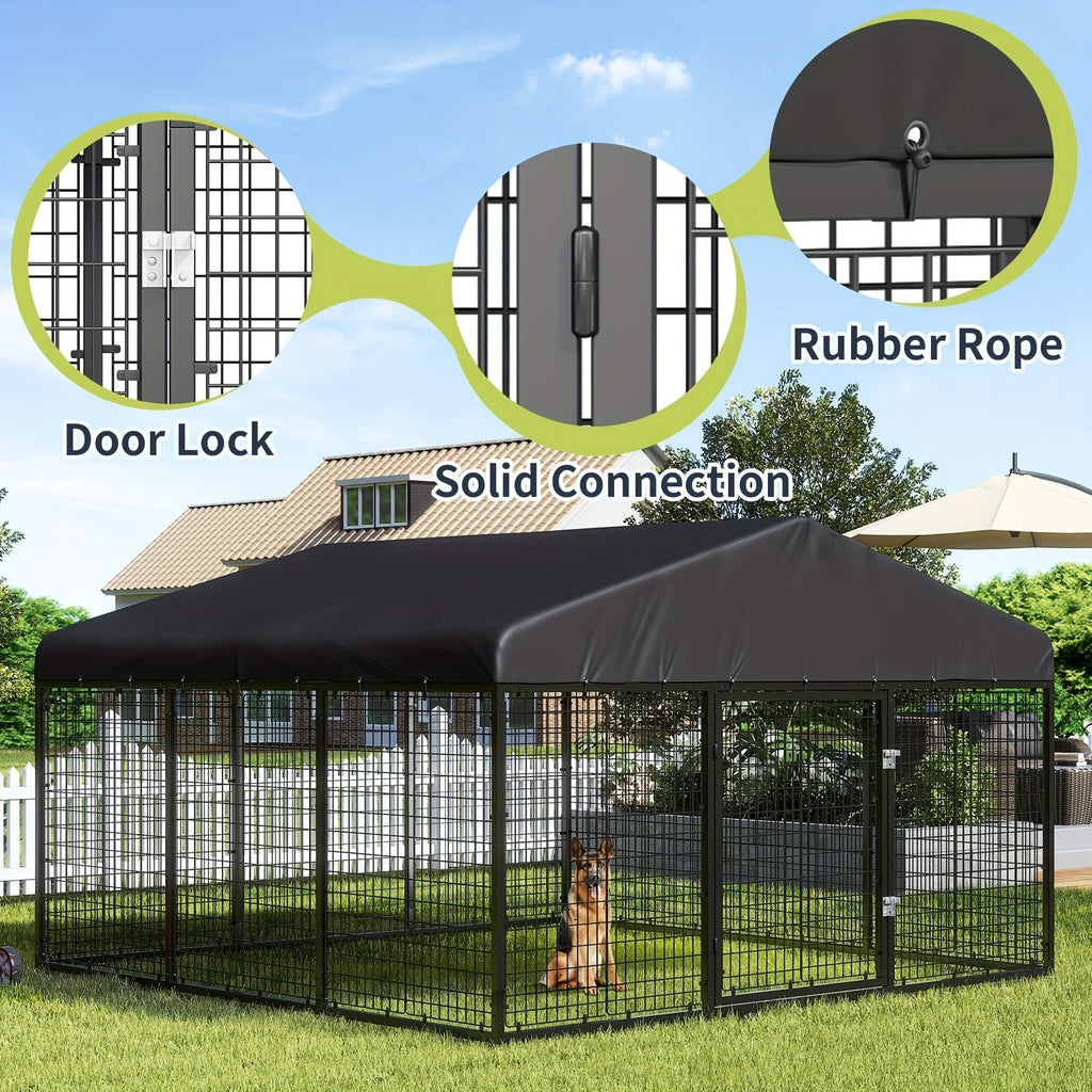 Outdoor Dog Kennel Heavy Duty Galvanized Steel with Roof Double Safety Locks Rust-Resistant Large Dog Cage Fence Run for Big Dogs Multiple Sizes 1.2M to 9M for - product image 8