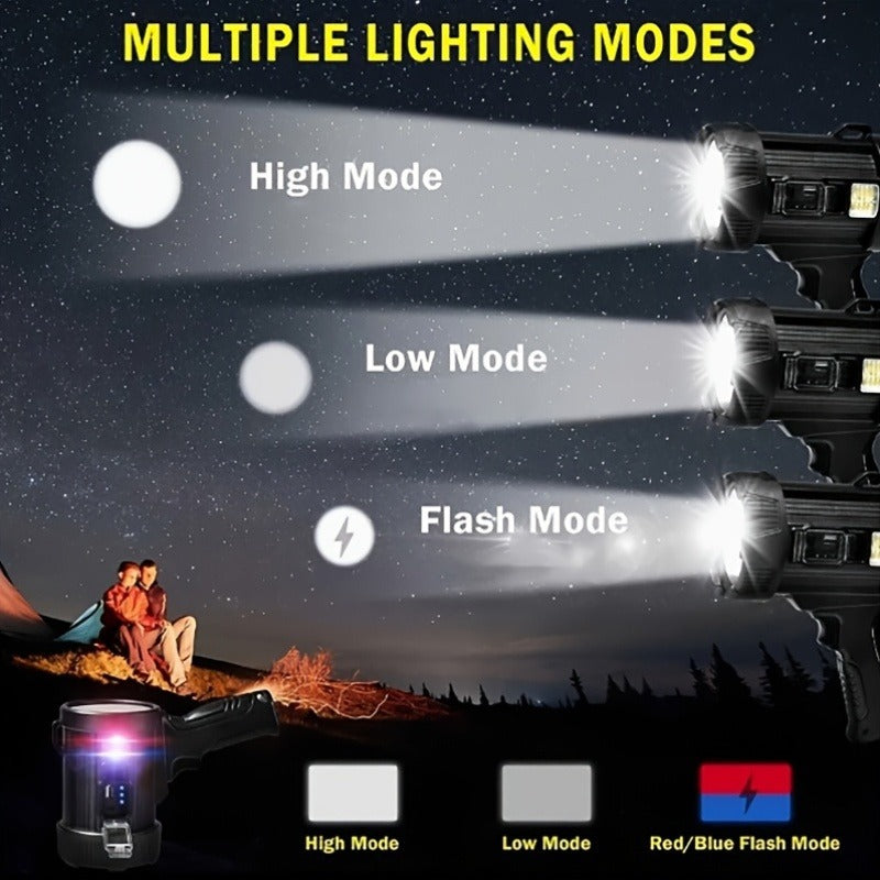 Waterproof LED Flashlight 6 Modes 3 Color Filters Solar USB Rechargeable IPX4 Torch for Hunting Camping Boating Hiking Emergency for Patio & Backyard Use - product image 11