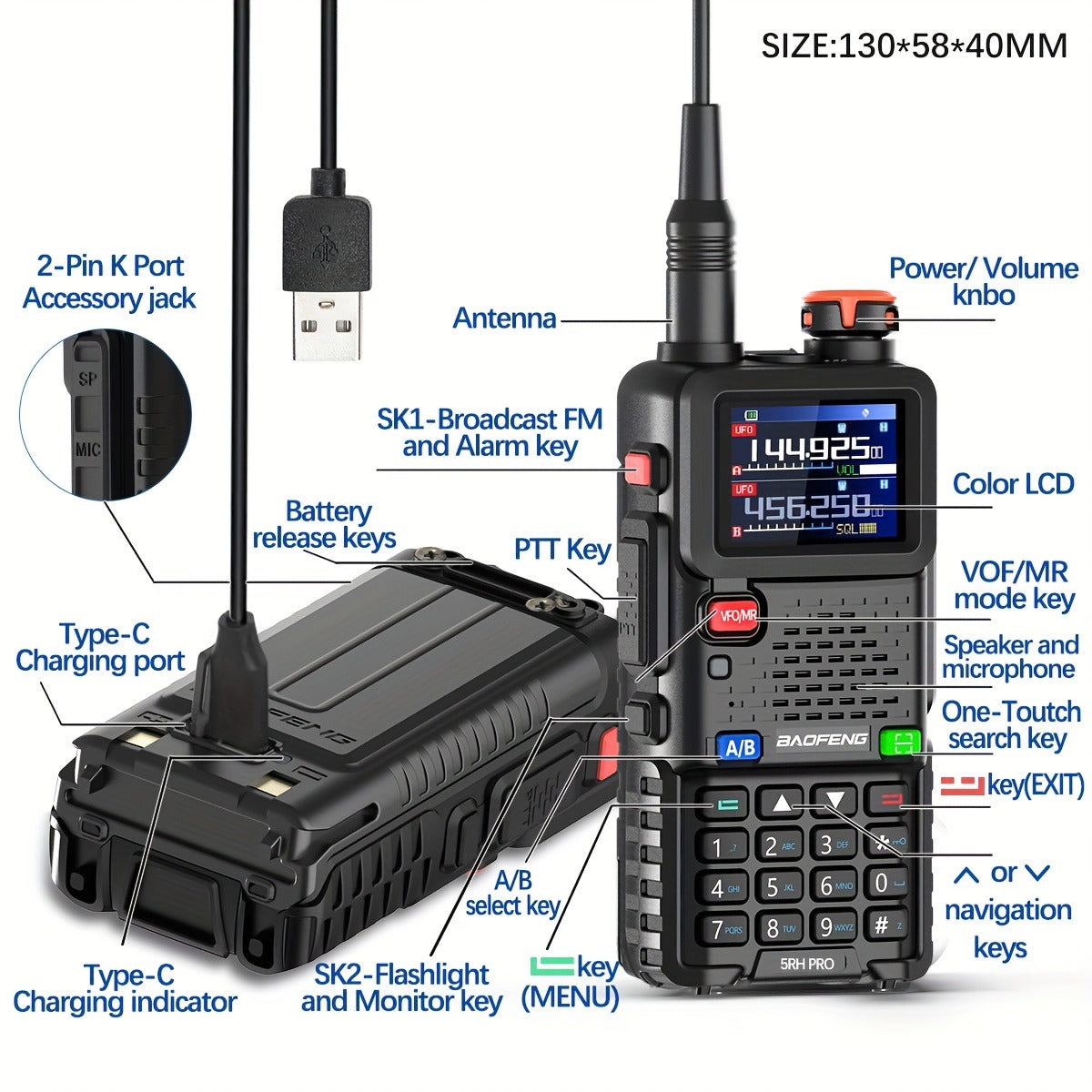 Baofeng Ham Radio 5RH Pro GPS 10W Long Range Walkie Talkie 2 Pack for Everyday Use - product image 8