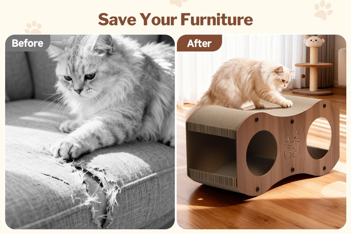 Cat Scratching Post with Integrated Cat Bed – Sturdy Walnut Wood Base, 4-Season Woven Scratch Pad, Indoor Cat Scratcher Lounge for Scratching, Lounging & Play - product image 11
