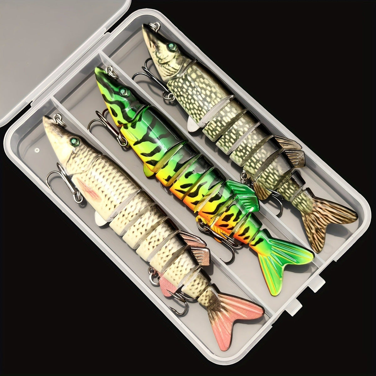 Slow Sinking Lifelike 3D Eyes ABS Body, Pearl Powder Coating, 8-Section Woven Fabric Jointed Lure Kit for Freshwater & Saltwater, 2 Models (FCP2P-392 / - product image 8