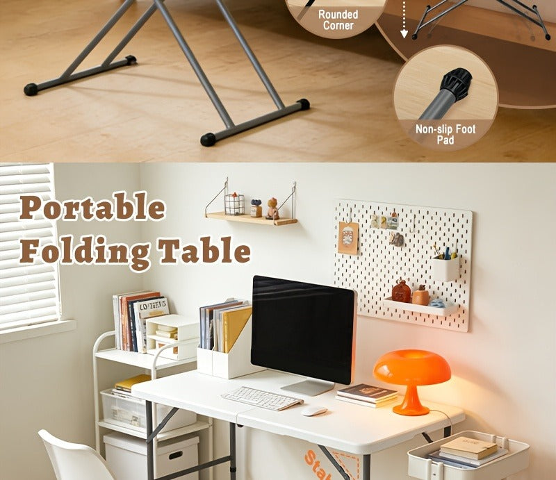 Folding Picnic Table Travel-friendly Plastic Camping Table Indoor Outdoor with Carrying Handle Lock 4FT 6FT Featherlight Fold Up Dining Table for Camping - product image 13
