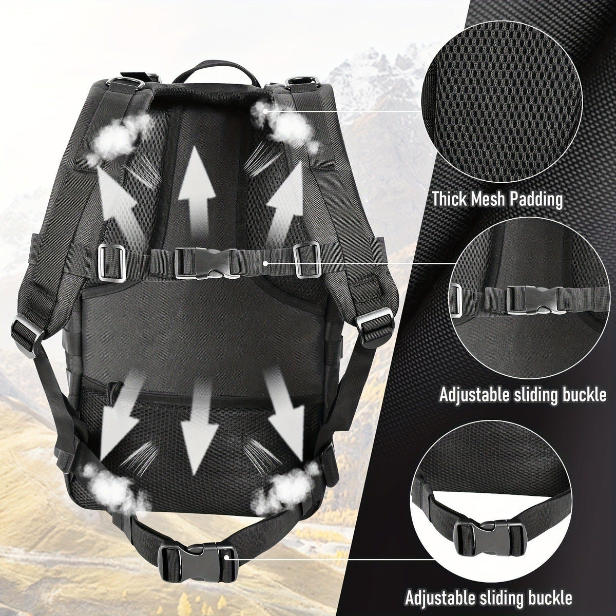 Large Capacity Molle Rucksack for Camping, Hiking, Hunting, Fishing & Travel, Unisex with Multiple Color Options | Tactical Military Backpack 50L - product image 22