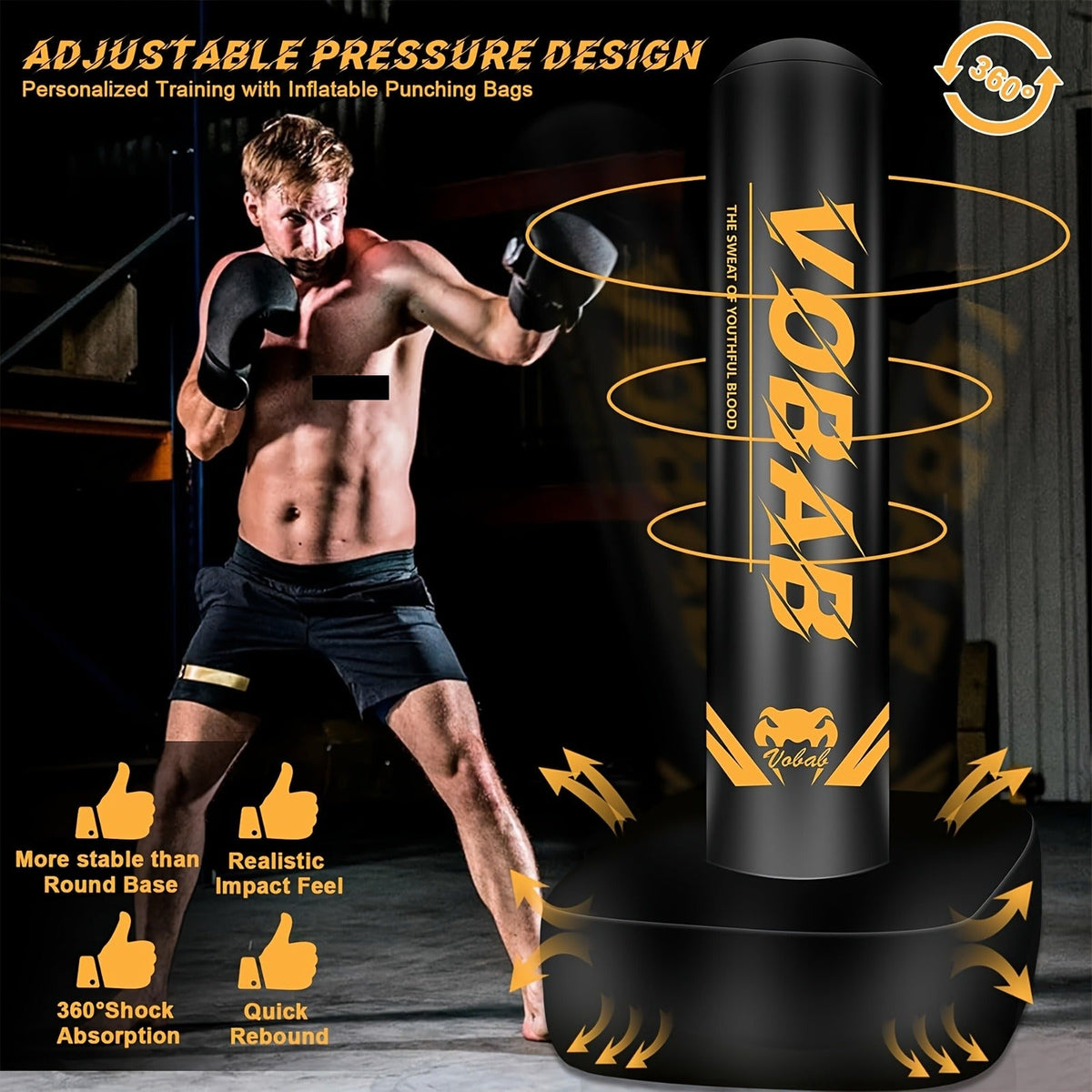 MMA, Muay Thai, Karate & Boxing Training, Men & Women – 70-Inch Freestanding Punching Bag with Stand for Adults