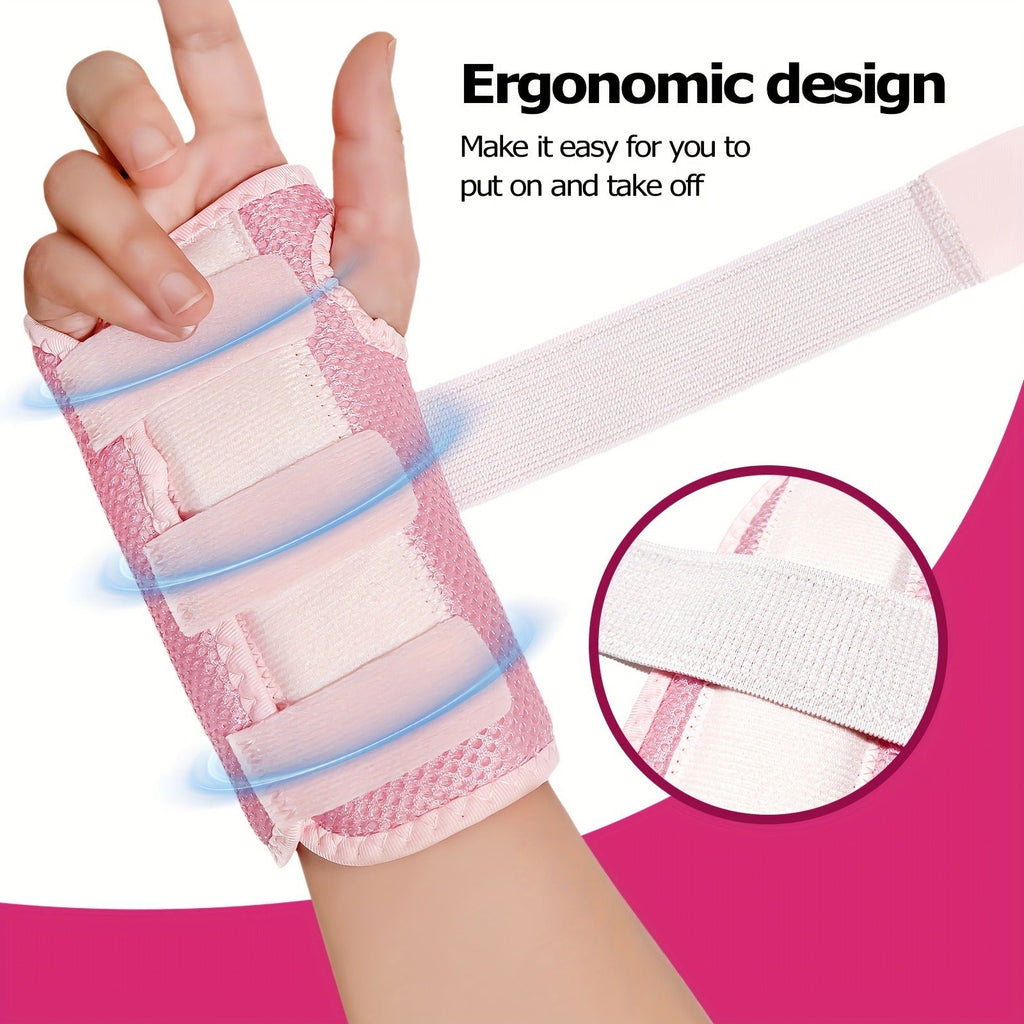 1 Pair Breathable Hook-and-Loop Wrist Guard for Sports, Daily Wear & Injury Recovery, Unisex, Pink / Rose Red / Blue | Wrist Brace with Double Splint Support - product image 9