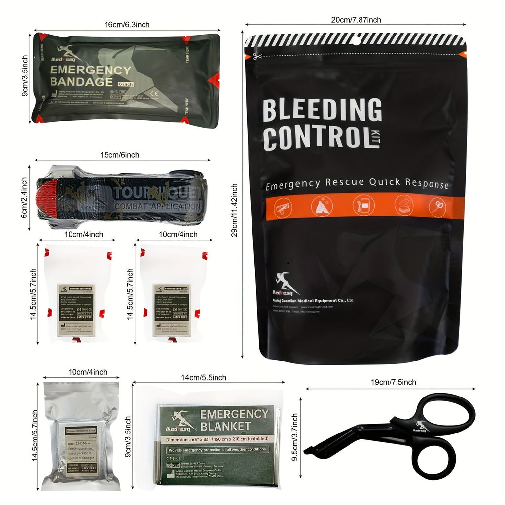 IFAK Trauma Kit Compact Black | Survival First Aid Kit with Bandages, Compressed Gauze & Scissors for Car, Family Trips, Outdoor Adventures, Hiking & Emergency - product image 9
