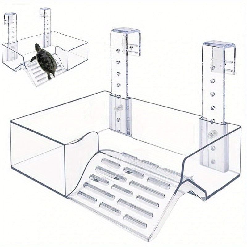 Turtle Basking Platform Acrylic Floating Island | Adjustable Height Climbing Dock with Integrated Ladder | Transparent Perforated Design, Non-Toxic, S/M/L - product image 8