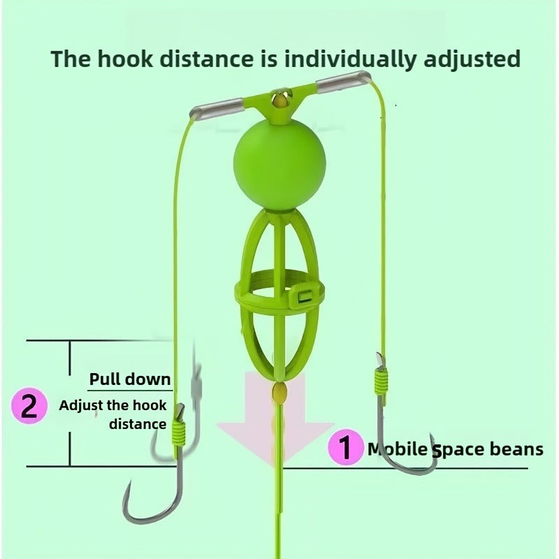 Fishing Hook Cage Set 3pcs Anti-Snag Double Hook Rig with Non-Twist Explosive & Flip Hooks | Carbon Steel Green Lure Fishing Bottom Hanging Prevention, Size - product image 5