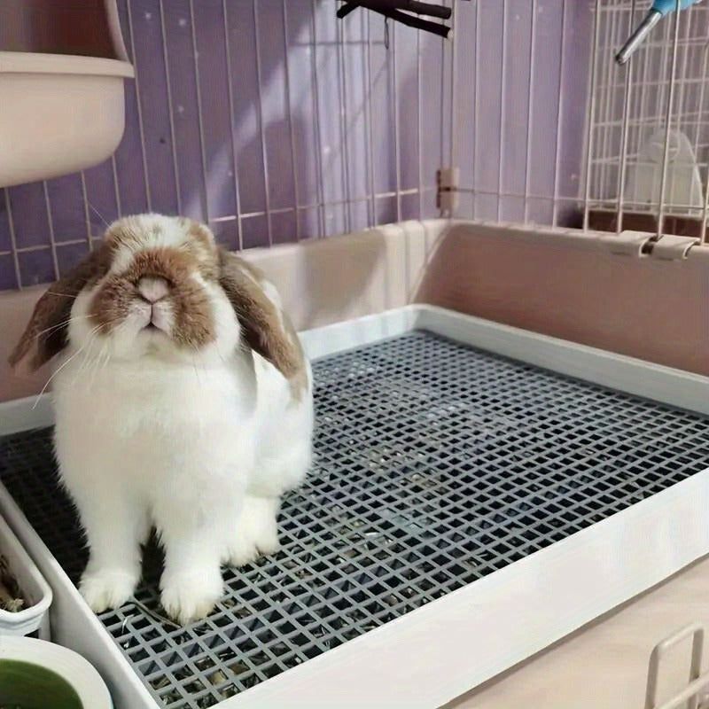 Rabbit Litter Box Large Corner Pet Toilet with Odor Control | Indoor Cage Accessory | Grey White Small Animal Potty Trainer | Sturdy Easy-Clean Plastic Urine - product image 4