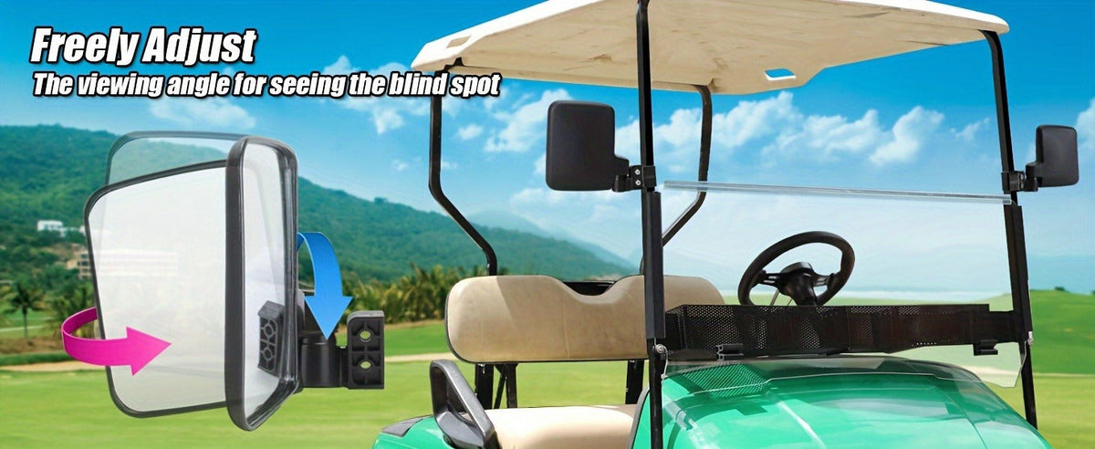Convex Golf Cart Side Rear View Mirror for EZGO Club Car Yamaha G29 Square Frame | No Drilling Hassle-free Install Wide Angle Blind Spot Mirror - product image 11
