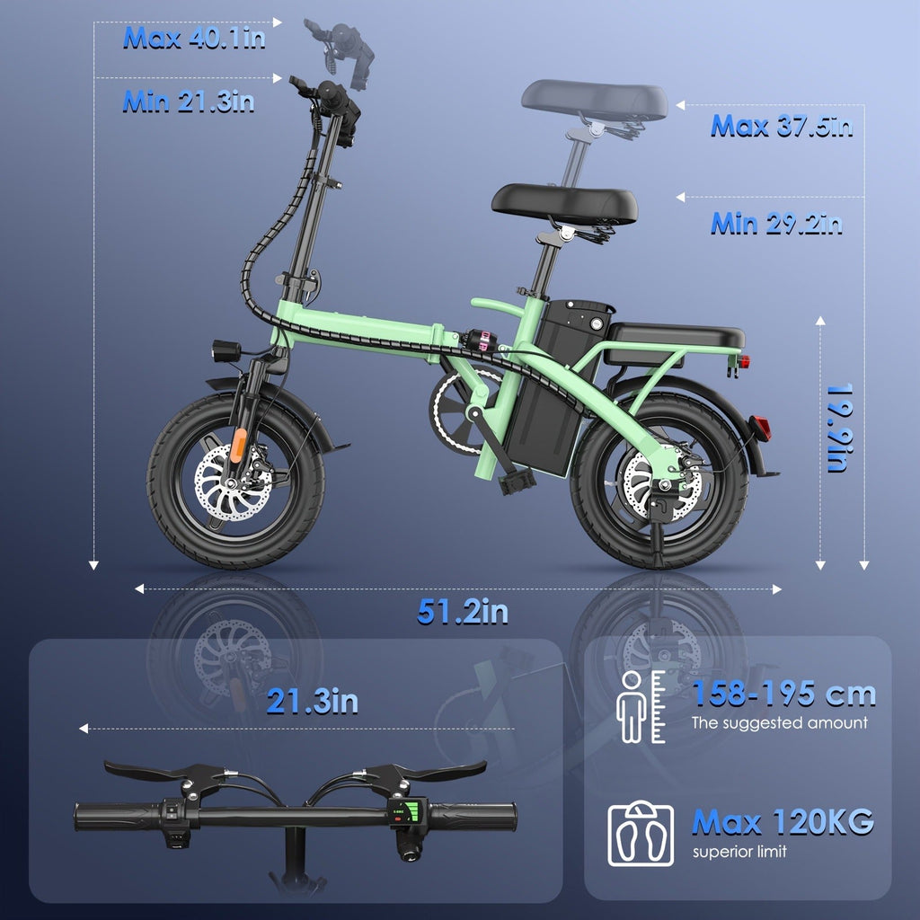 48V 10AH Removable Battery 350W Motor | Folding E-Bike 14" - product image 4