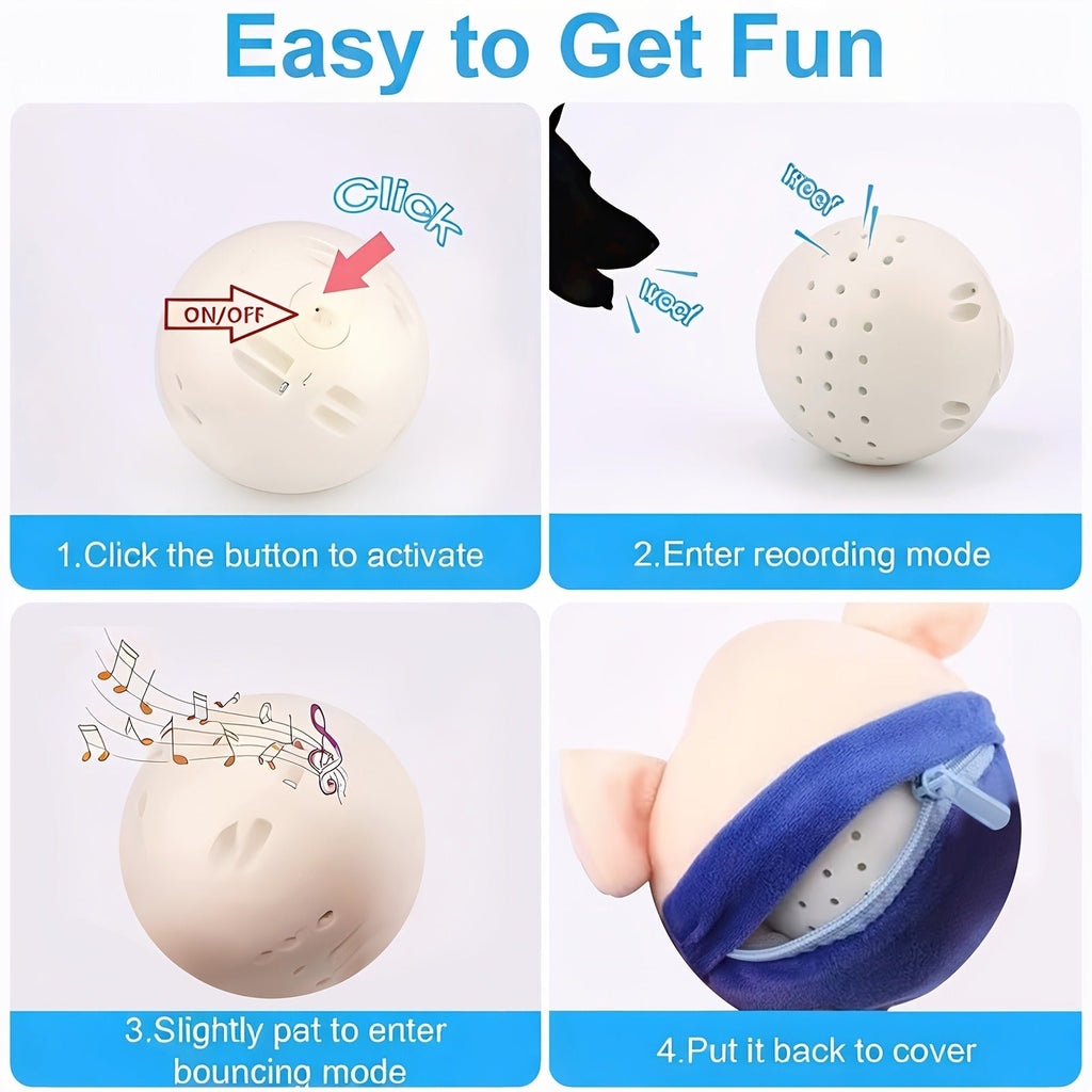 Electronic Rolling Dog Toy Ball | USB Rechargeable Cartoon Pig Plush Toy with Jumping Vibration & Sound, Automatic Self-Moving Washable Interactive Toy for - product image 6