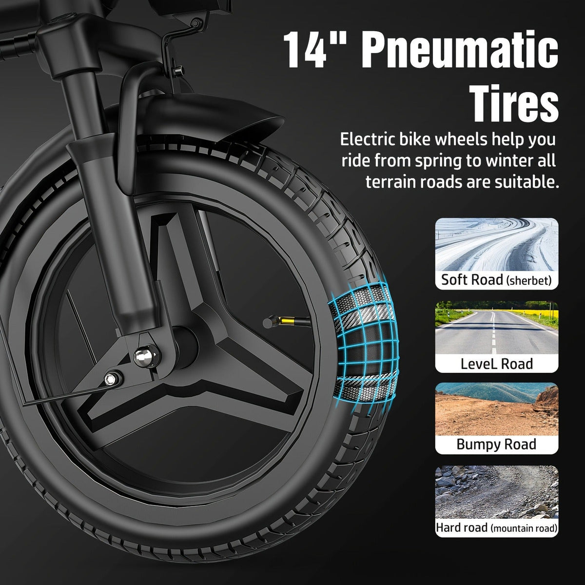 Commuter Electric Bike 14 Inch Folding E-Bike 650W Peak Motor 48V 10Ah Battery 25MPH 25-Mile Range Featherlight Mini Electric Bicycle for Adults - product image 10