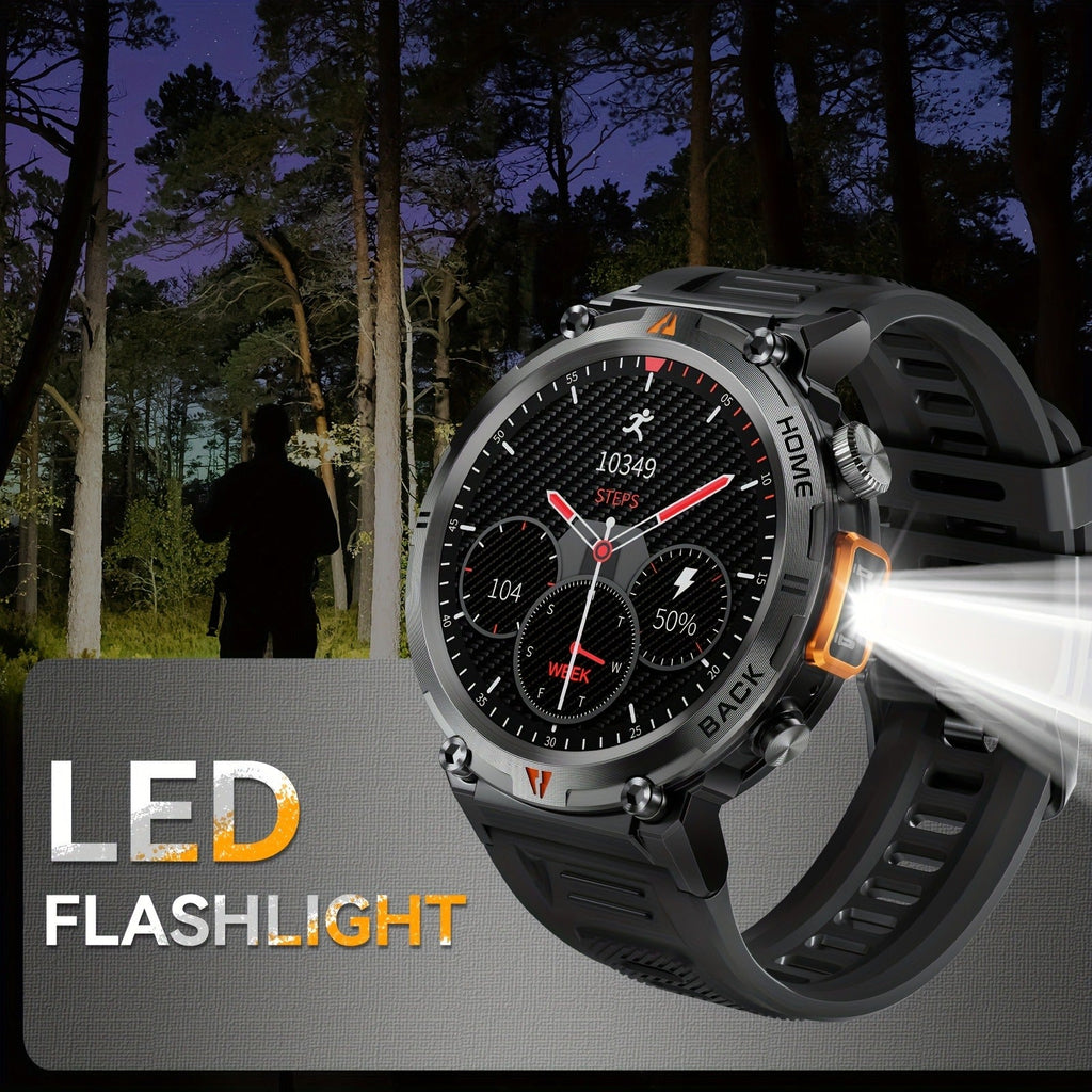 Wireless Calling, HD 1.45" Screen, LED Light, Fitness Tracker, iPhone & Android | EIGIIS KE3 Rugged Smartwatch for Men - product image 9