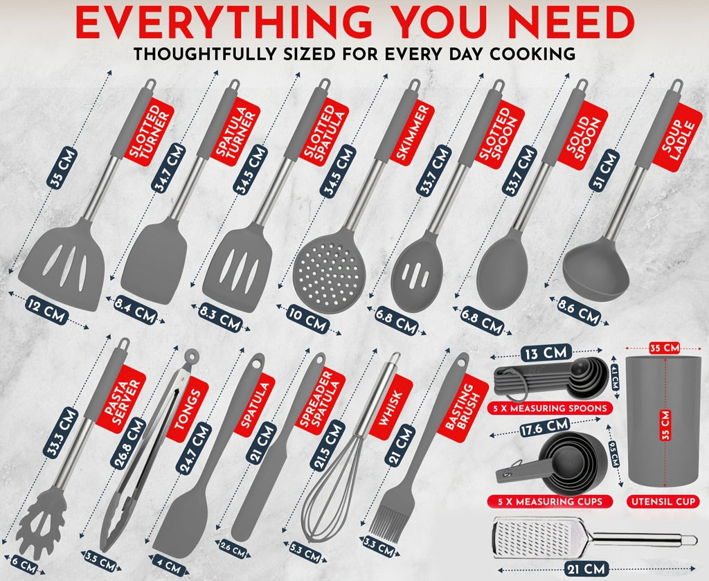 Silicone Kitchen Utensils Set 25pcs Nonstick Cooking Utensils with Stainless Steel Handle Food-Grade Silicone Spatulas Spoons Tongs Complete Kitchen Tool Set - product image 12
