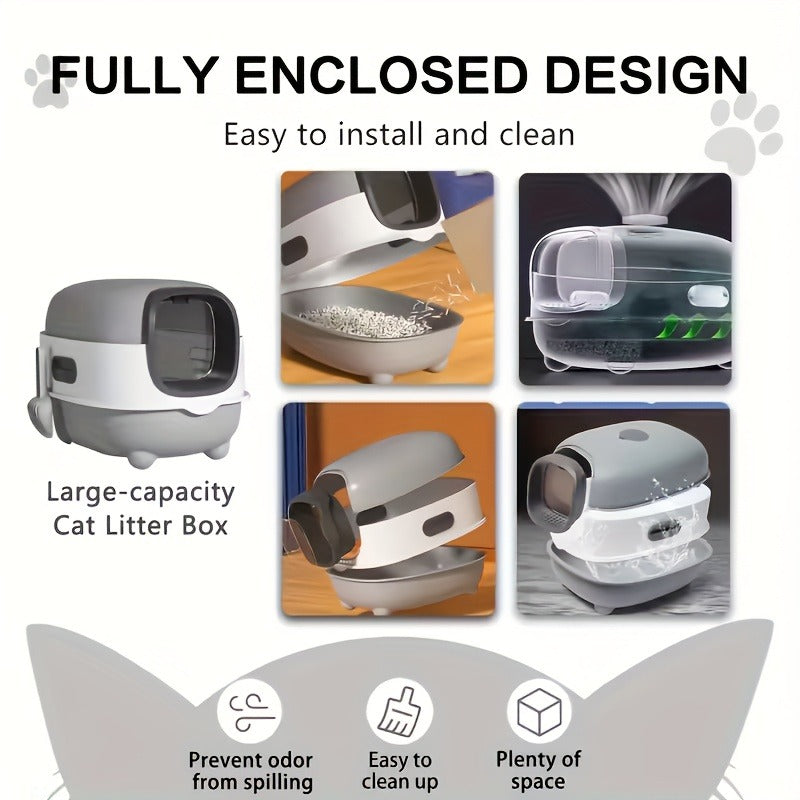 Collapsible Top Entry Design, Splash-Proof Walls, Space-saving Size for Small Spaces, Suitable for Kittens and Adult Cats – Enclosed Cat Litter Box with Odor - product image 10