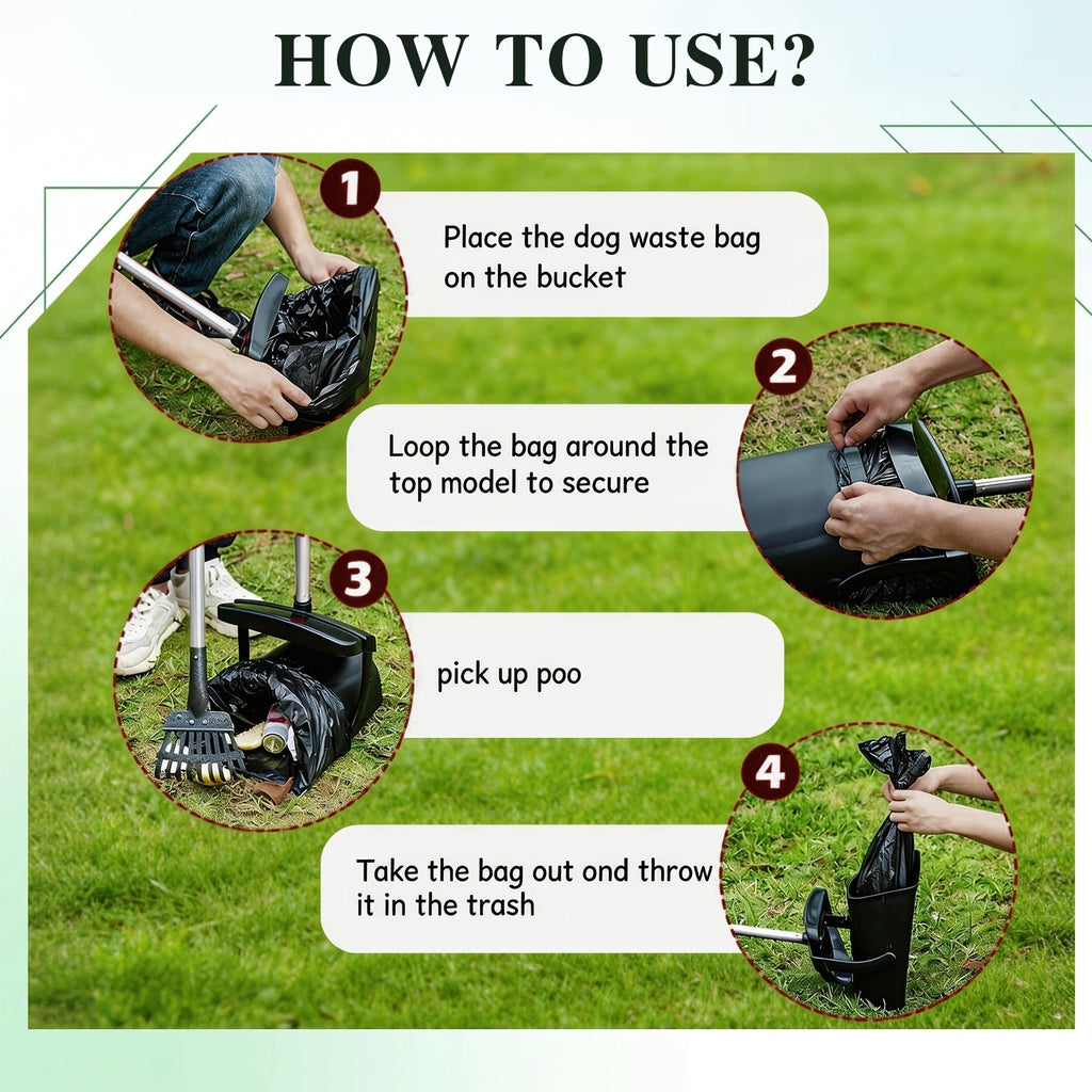 Dog Pooper Scooper with Long Handle & Swivel Bin – Heavy Duty Rake Spade Set, 40 Waste Bags Included, Pet Waste Removal for Yard Grass Gravel - product image 3