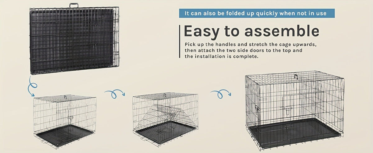 Folding Metal Wire Dog Cage with Leak-Proof Tray, Indoor Outdoor Travel Pet Kennel for Small Medium Large Dogs, 5 Sizes | Dog Crate with Divider Panel & Double - product image 15