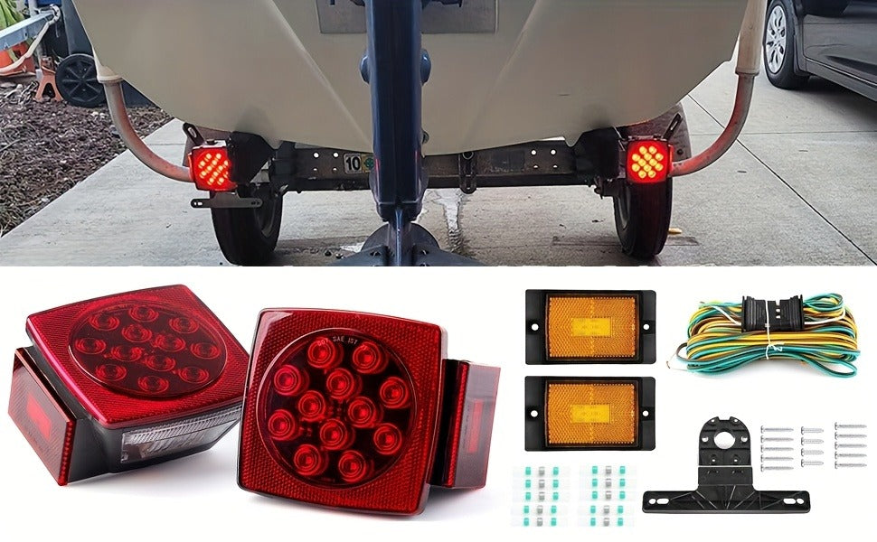Utility Trailer Lights for Boat, RV & Truck Under 80", Complete Wiring Harness, License Plate Bracket, Corrosion-Resistant Tail & Turn Signal Lights | LED - product image 9