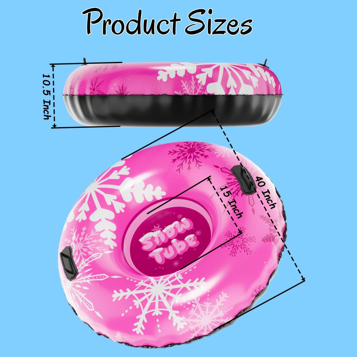 Triple-Layer PVC Snow Tubes 36 & 40 Inch, 220 lbs Capacity, 3-Layer Airlock Valve, Non-Slip Thickened Base & Embossed Handles for Ski Resort & Outdoor Winter - product image 9