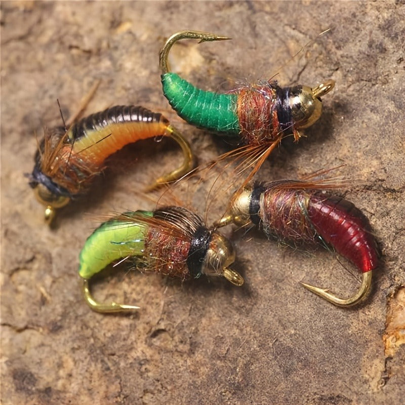 Brass Bead Head Caddis Nymph Lures Mixed Styles with Tackle Box, High Carbon Steel #10 Hooks for Bass Bluegill Trout Freshwater – Trout Fly Fishing Flies Kit - product image 9