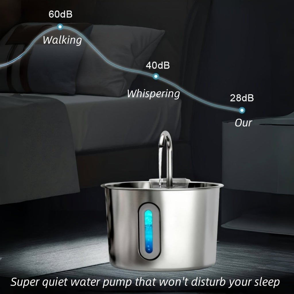304 Food-Grade Steel, Ultra-Quiet USB Pump, 3-Stage Filtration, Visible Water Level Window, Auto Circulation for Cats & Small Dogs – Stainless Steel Cat Water - product image 9