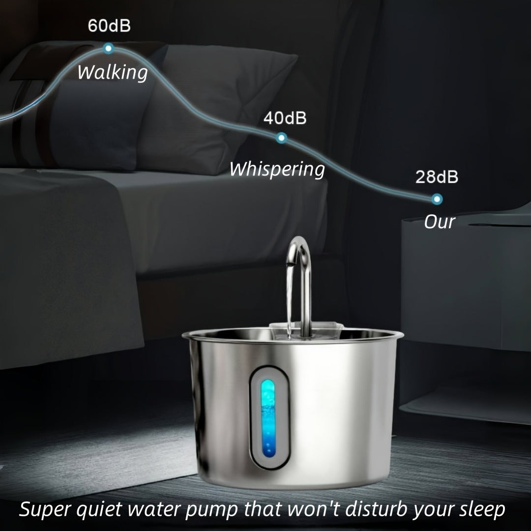 304 Food-Grade Steel, Ultra-Quiet USB Pump, 3-Stage Filtration, Visible Water Level Window, Auto Circulation for Cats & Small Dogs – Stainless Steel Cat Water - product image 9