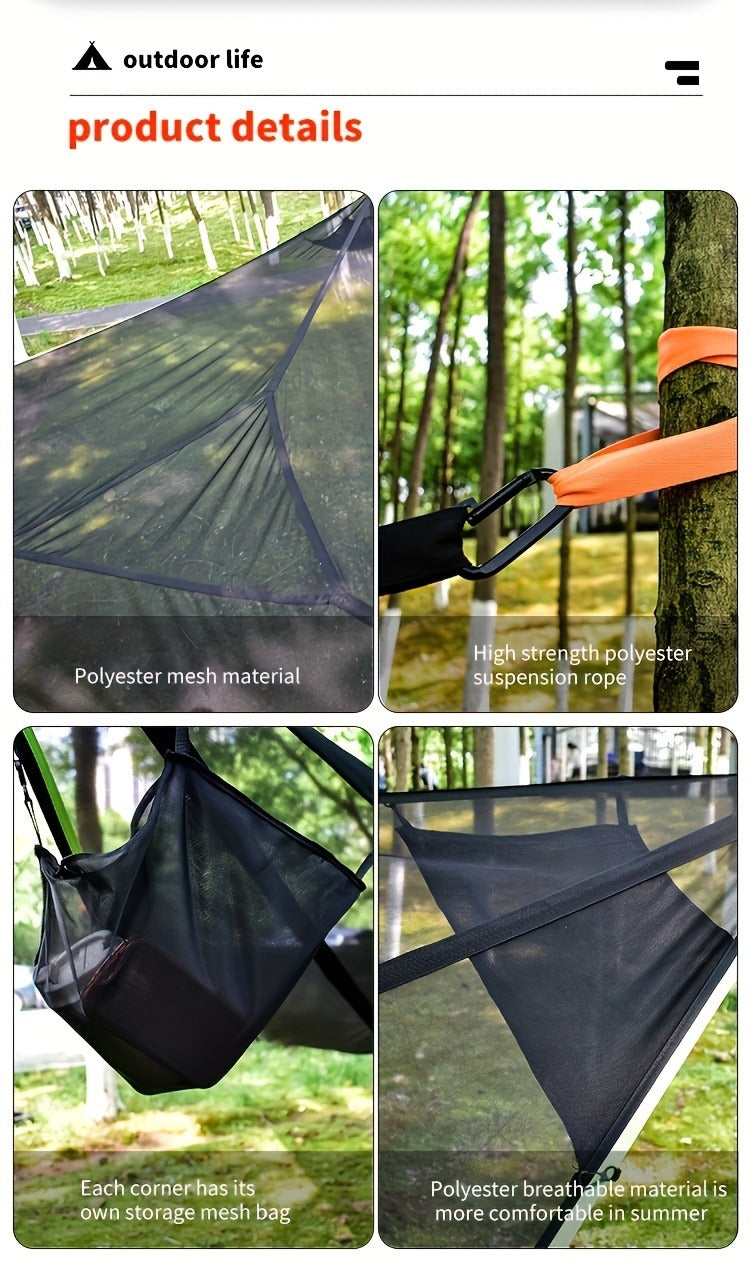 Outdoor Triangle Hammock Multi-Person – Sturdy Hanging Hammock for Adults & Kids – Large Aerial Tree Tent, Mesh Swing Camping Hammock for Backyard, Camping - product image 14