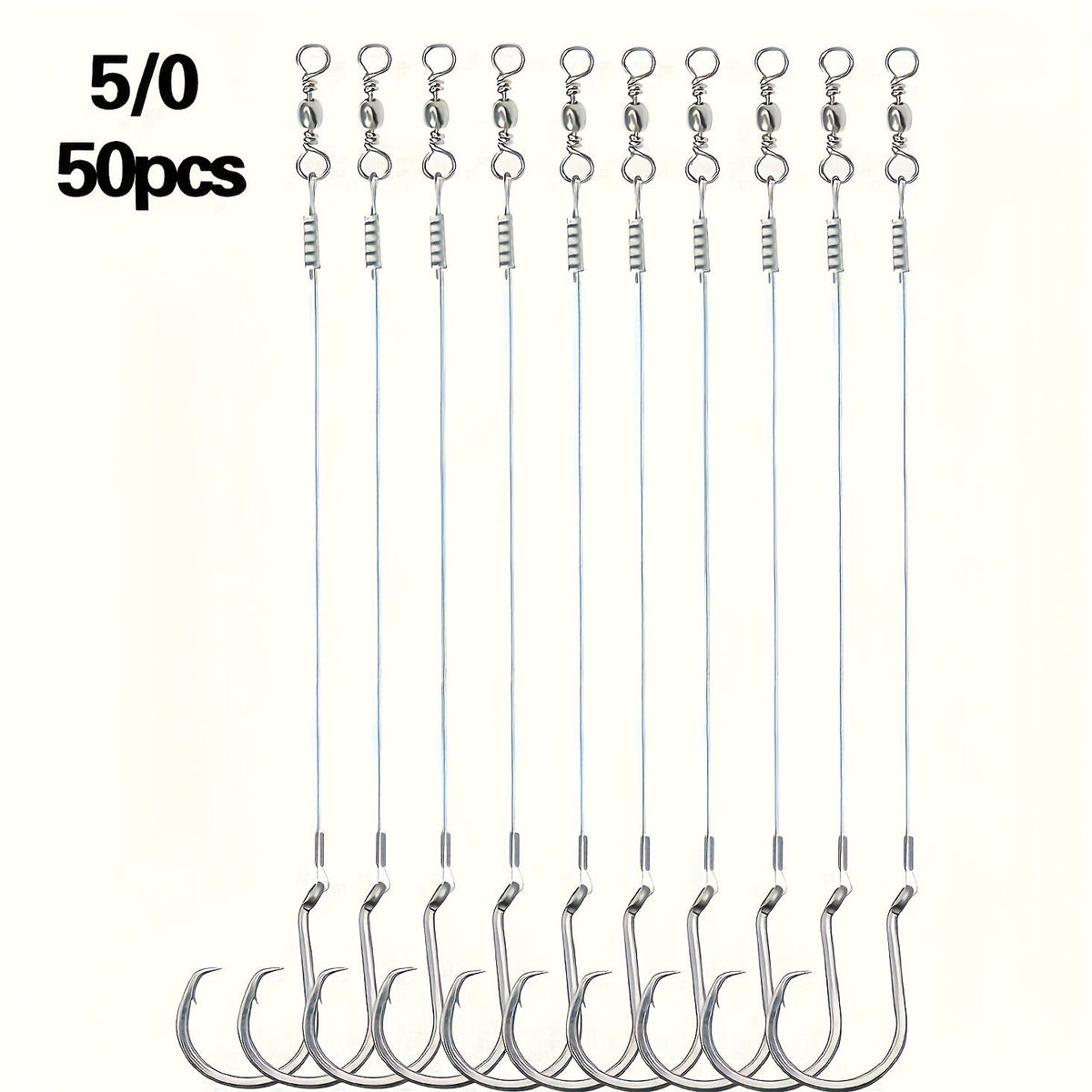 Octopus Offset Steel Fishing Hooks for Catfish, Bass, Saltwater & Freshwater, Size 1/0 to 7/0 – Circle Hooks 50pcs