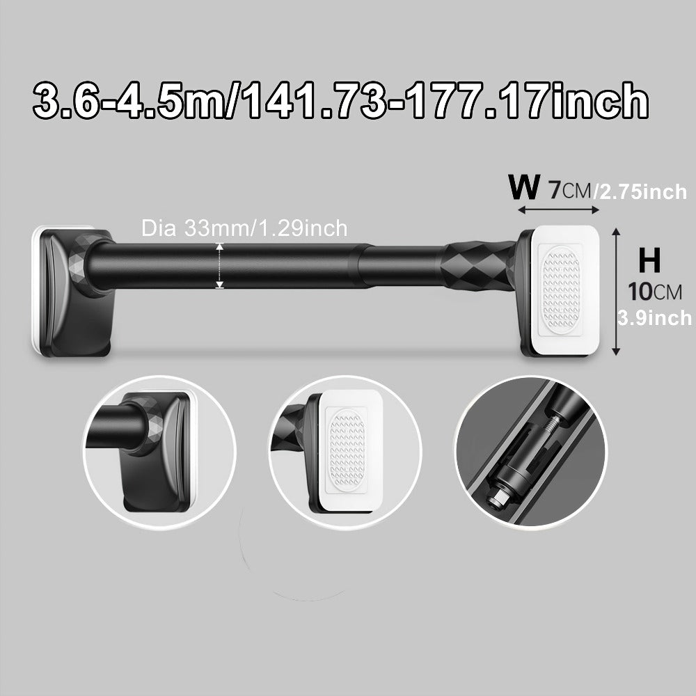 Telescopic Curtain Rod No Drill 15.75"-196.85" Adjustable Shower Curtain Rod 33mm for Large Windows - product image 18