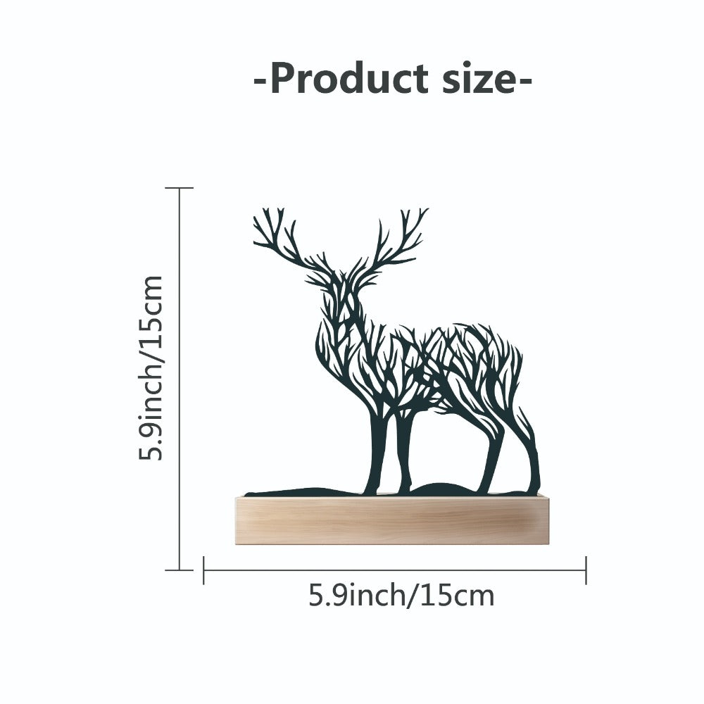 Tabletop Deer Branches Decoration with Wood Base - Iron Metal Antler Desk Sculpture for Living Room Bookshelf TV Cabinet Wine Cabinet Office Desk, Halloween Christmas New Year Home - product image 5
