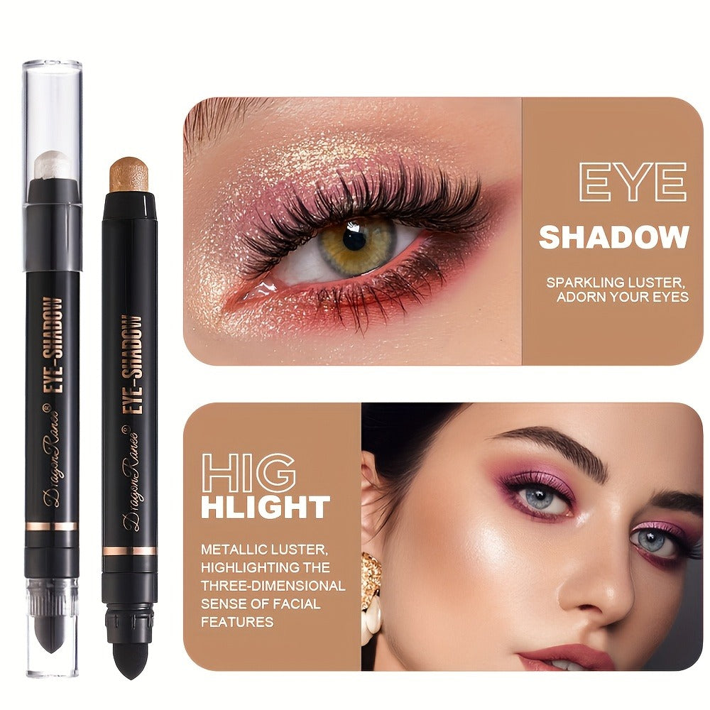 Shimmer Eyeshadow Stick Set 12 Pcs Double-Ended Glitter Cream Eye Shadow Pencil Waterproof Long-Lasting Squalane-Infused Makeup Kit for Women Daily Party Bridal - product image 8