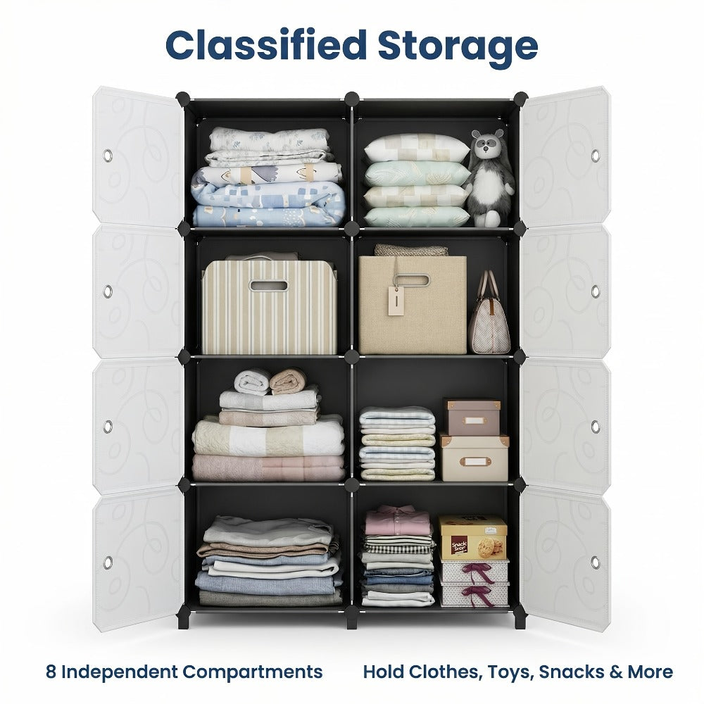 Modular Storage Cabinet with Magnetic Door, 3-Tier & 4-Tier Closet Organizer, Large Capacity Wardrobe Storage Unit, Dust-Proof Odor-Free Stackable Shelves, Easy Assembly for Bedroo - product image 6