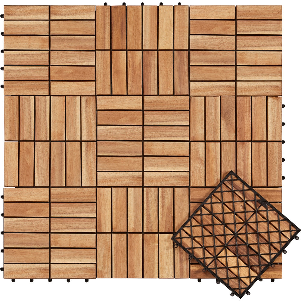 Acacia Wood Deck Tiles Interlocking Outdoor Flooring, Water-Resistant Non-Slip Patio Tiles, Easy Snap DIY Installation for Deck, Garden, Poolside, Balcony – 10pcs & 27pcs Sets Avai - product image 2