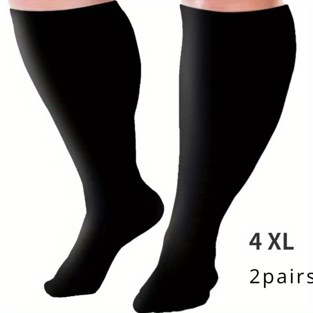 Plus Size Compression Socks 2 Pairs High Elasticity Sports Fitness Oversized Socks for Men Women 2XL 3XL 4XL 5XL 6XL 7XL Running Athletic Support - product image 7