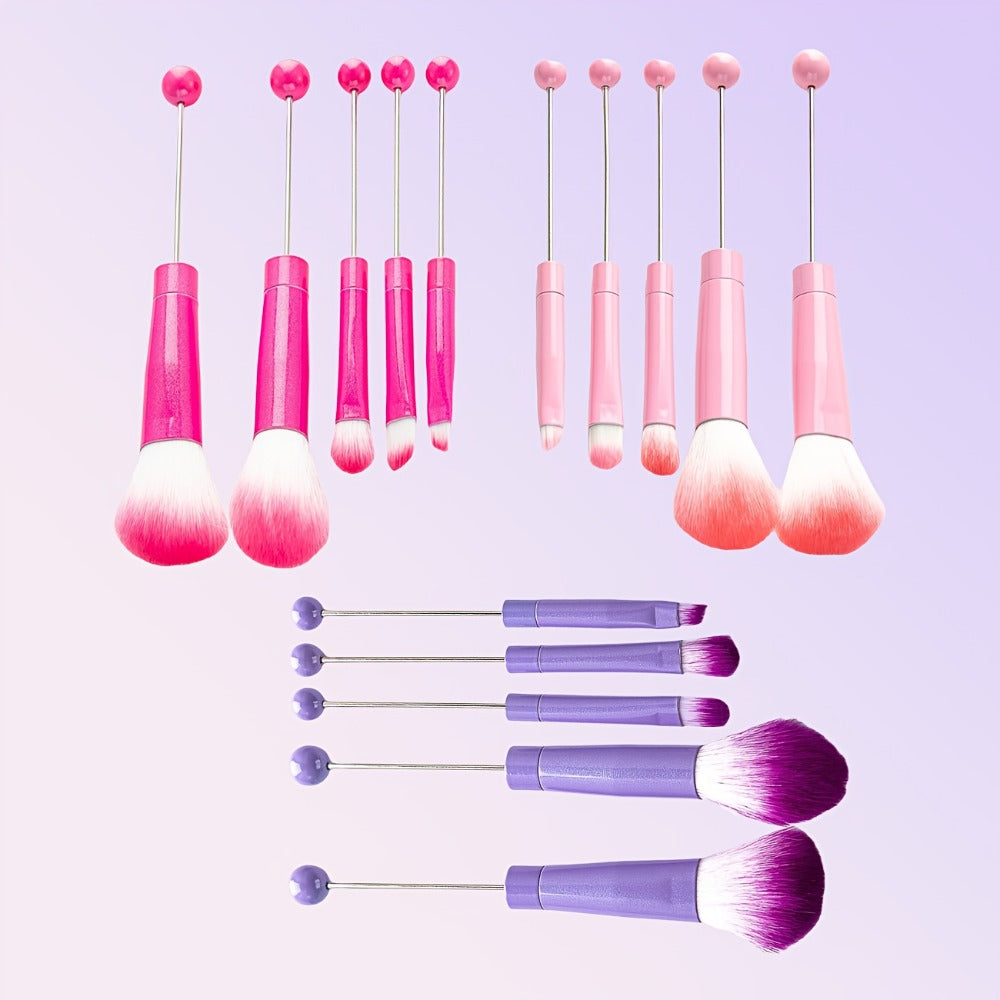 Beadable Makeup Brush Set 15PCS DIY Customizable Metal Handle - Powder Blusher Eye Shadow Slant Brushes for Women Girls - Unique Creative Beauty Gift Birthday Wedding Christmas Par - product image 9
