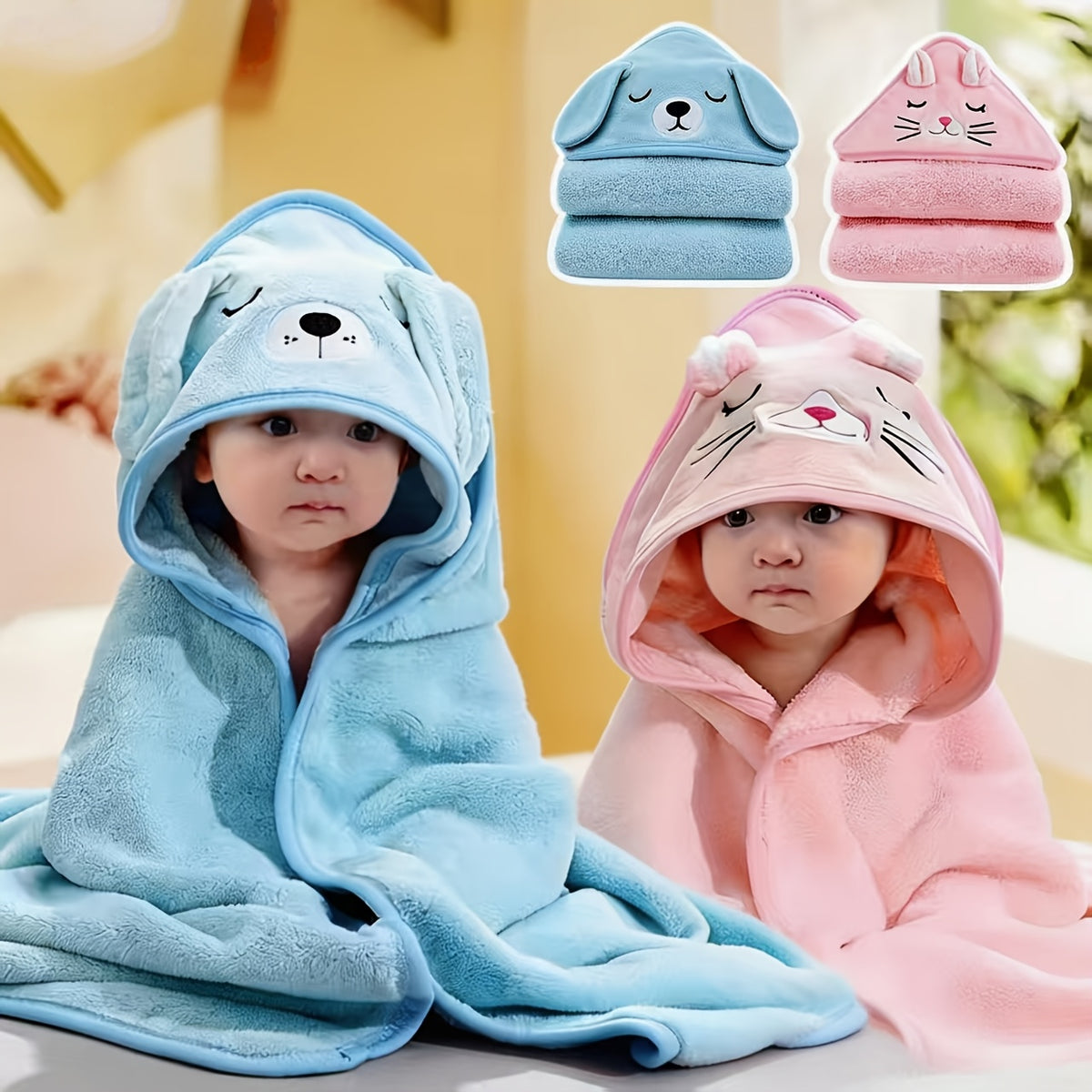 Large Jumbo Baby Towels & Swaddles Suitable for Newborns, Infants, Toddlers - Dual-Purpose Soft Absorbent Towels with Print, /Grey///, Hand Wash Care for Boys - product image 5