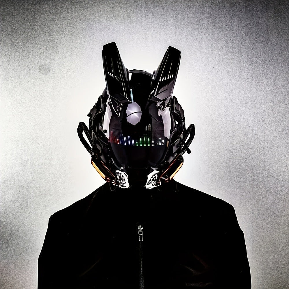 Remote Control Sci-Fi Face Mask for Halloween, Bar Club Rave Party, Stage Performance & Photo Prop, Cool Gift for Men Adults, Black – LED Wireless Cyberpunk Mask Light Up