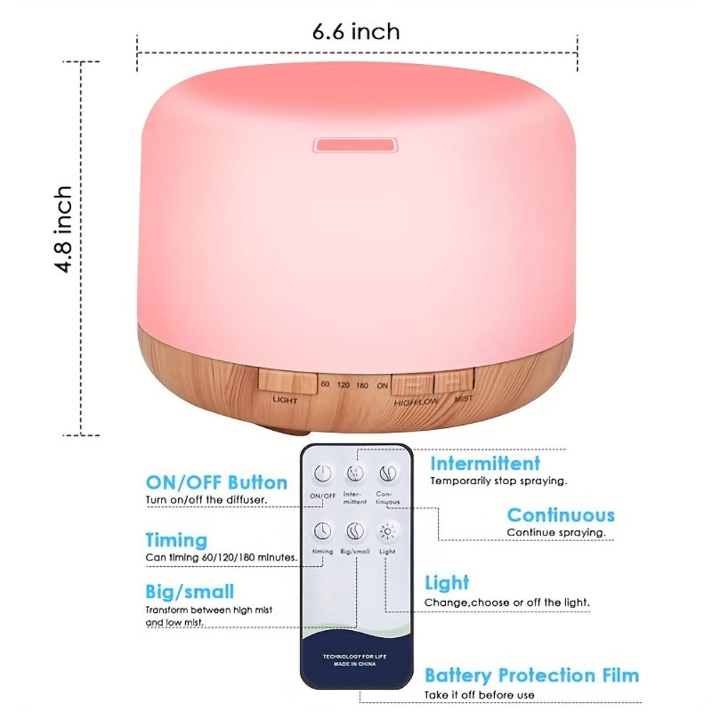 Essential Oil Diffuser 500ml with 10 Essential Oils 7 Color LED Aromatherapy Diffuser Humidifier Remote Control 4 Timer Settings Auto Shut-Off Ultra-Quiet for Home Office Bedroom L - product image 12