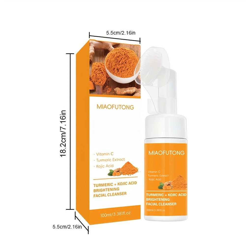 Turmeric Vitamin C Facial Cleansing Kit Face Wash Foam Soap Bars Set Brightening Moisturizing Nourishing Gentle Non-Irritating Cleanser with Brush Applicator All Skin Types Unisex  - product image 4