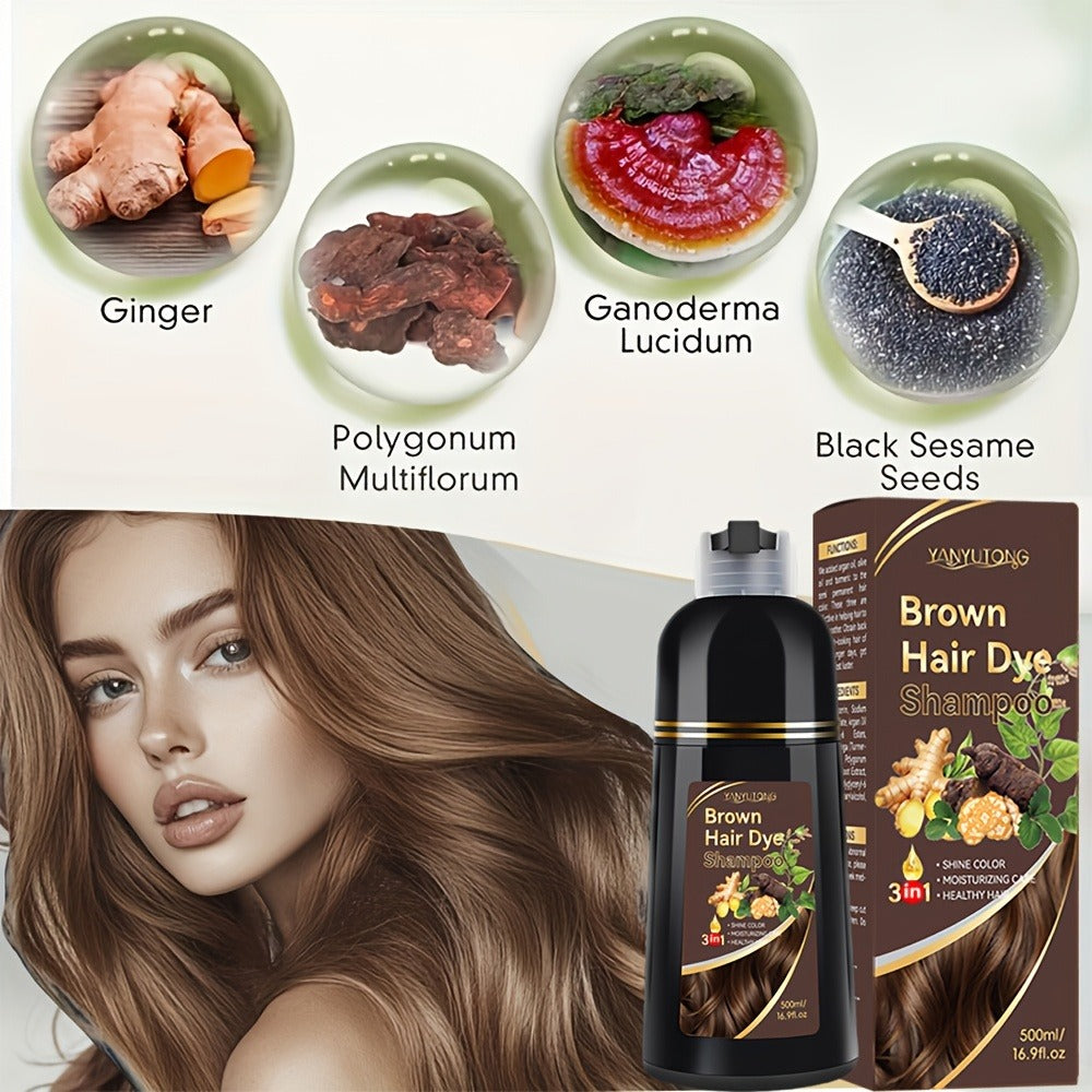 Plant Pigment Gray Coverage Hair Dye Shampoo 500ml — 2-in-1 Glycerin Moisturizing Color & Cleanse, Fast Gray Coverage, Black Brown Chestnut Red, Safe Unisex All Hair Types - product image 9
