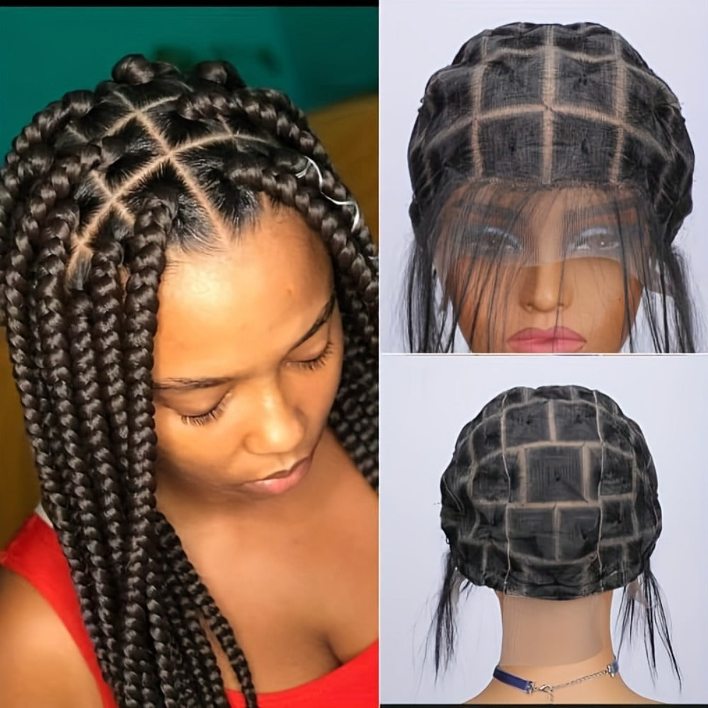 Crochet Wig Cap DIY Braiding Set Double Full Lace Baby Hair Premade Lace Front | Nylon Hair Net Hook Tool for Making Braided Wigs 82 109 112 121 Sections Natural Black - product image 12