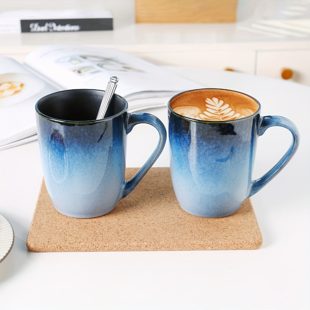 Gradient Blue Ceramic Mugs Set of 6 – 14 Oz Reaction Glaze Coffee Mugs – Durable Stain-Resistant Unique Design – Perfect for Coffee, Tea & Gifting at Weddings, Parties & Holidays - product image 10