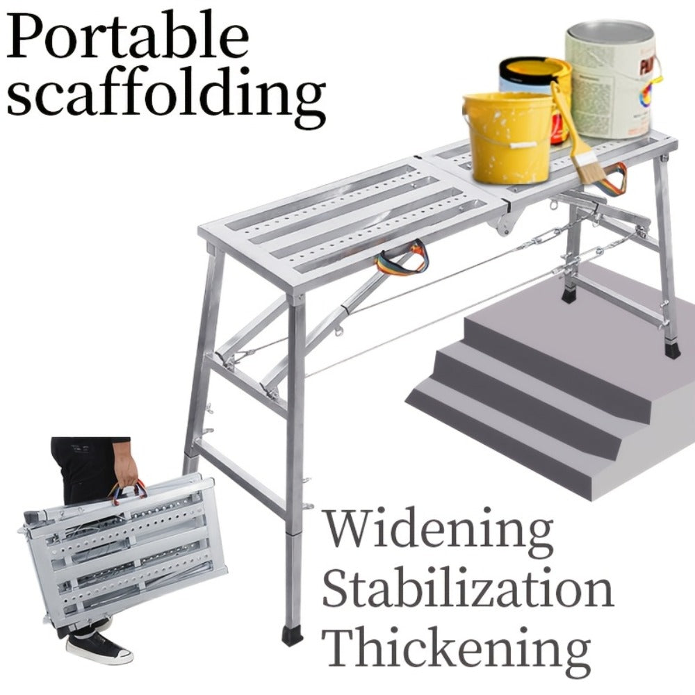 Folding Scaffold Step Stool Adjustable Height 39-79" Portable Steel Work Platform 1300 lb Capacity for Home Renovation Painting Car Washing RV Cleaning - product image