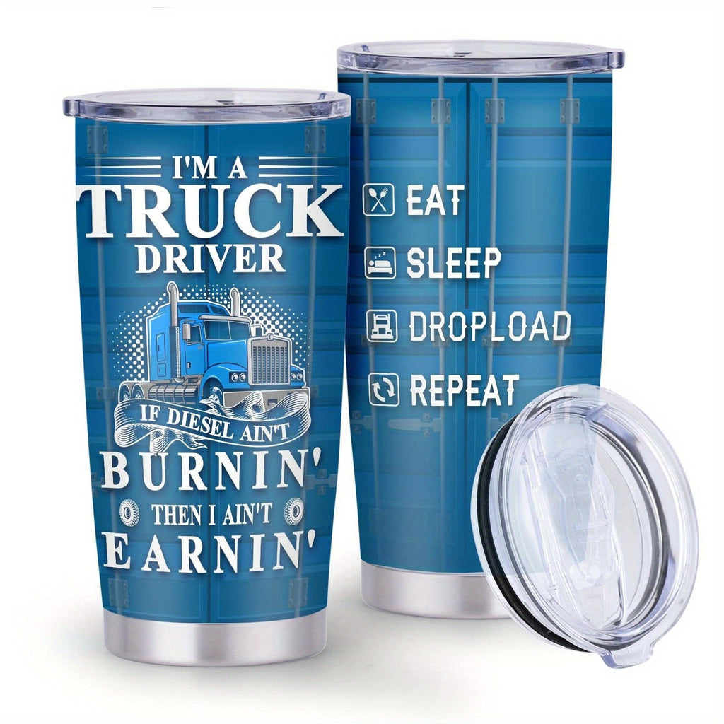 Truck Driver Tumbler 20oz Stainless Steel Insulated Coffee Cup with Lid Birthday Gift for Husband Son Grandpa Nephew Farmer Truck Driver Men for Kitchen & Dining