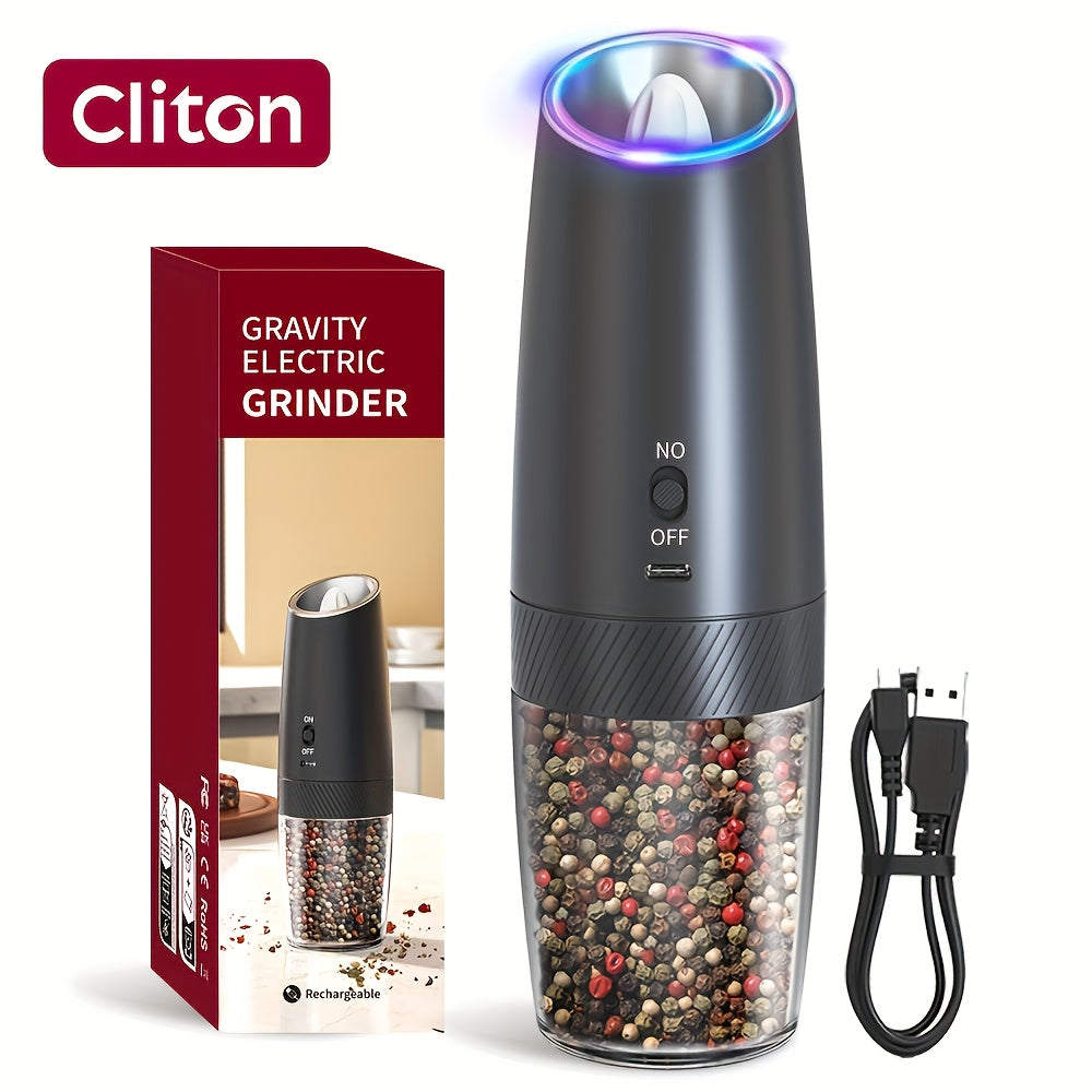 Electric Salt and Pepper Grinder Gravity Sensing USB Rechargeable with LED Light, One-Hand Operation Automatic Pepper Mill Adjustable Coarseness, Battery or Type-C Powered Kitchen  - product image 24