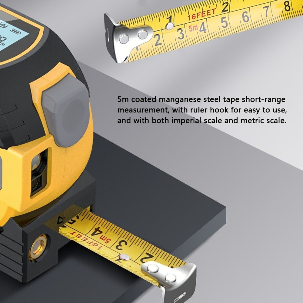 Laser Distance Meter 3-in-1 60M Laser Rangefinder with 5M Tape Measure Laser Cross Line Area Volume Pythagorean Measurement 20 Data Memory for Construction Housing Survey - product image 6